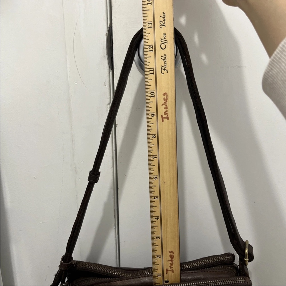 MARTA PONTI Vintage Cognac Brown Genuine Leather Crossbody Bag Purse - Picture 11 of 16